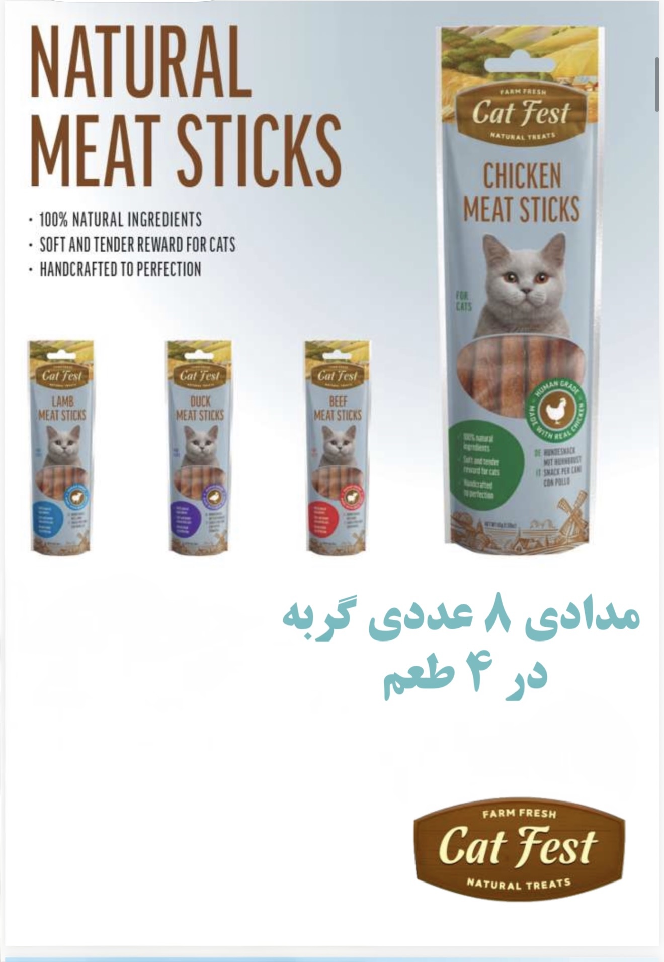 تشویقی مدادی ۸ عددی گربه (۴ طعم)